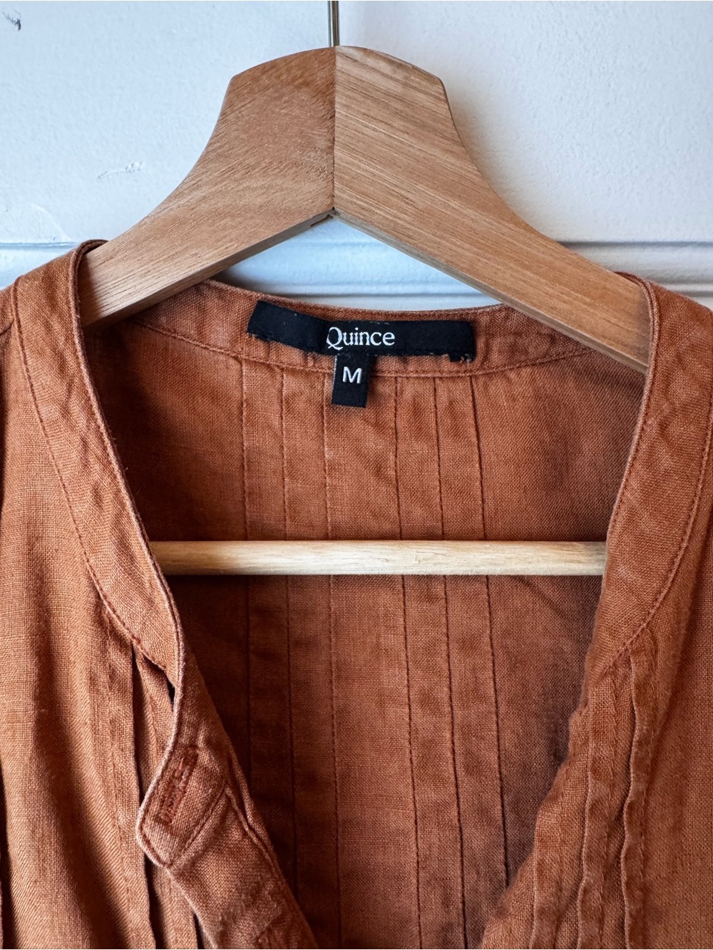 Quince 100% European Linen Short Sleeve Swing Dress - Terracotta - Picture 2 of 4